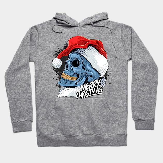 Christmas skull wearing Santa Claus Hoodie by YousifAzeez